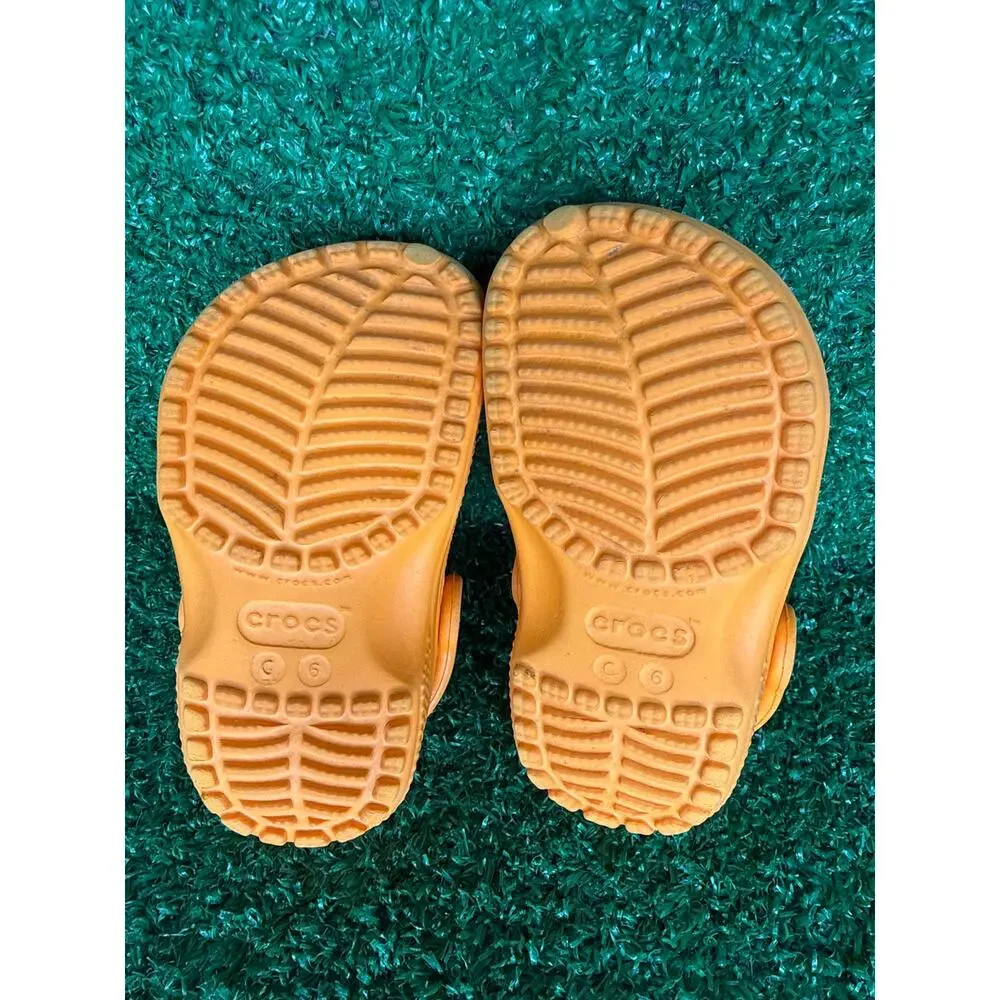 Crocs Kids Classic Clog C6 Orange Slip On Shoes Lightweight Summer Sandals